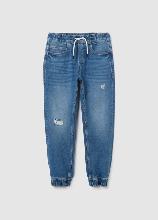 Ovs Joggers Carrot Fit In Denim Con Coulisse