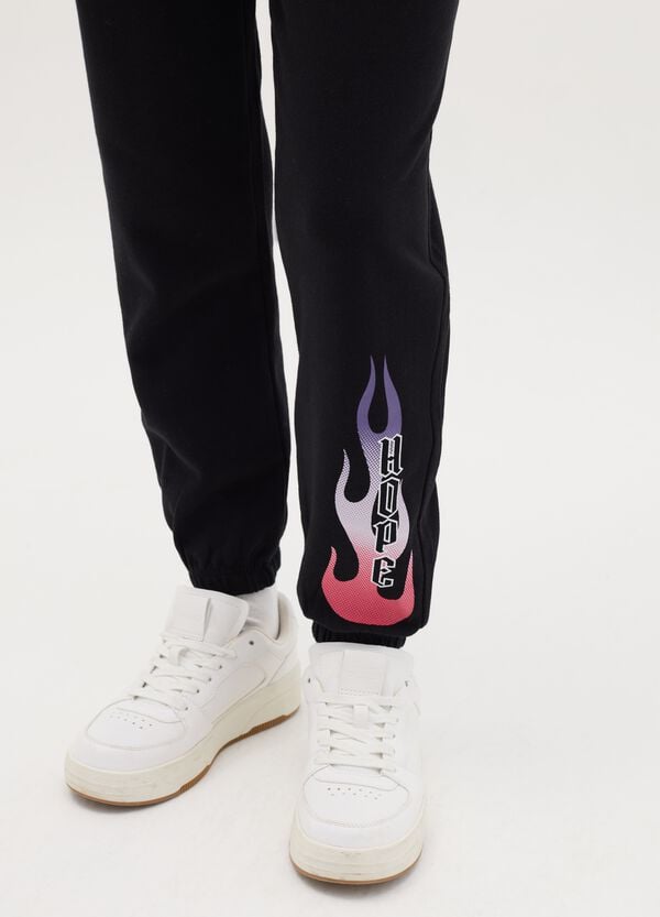 Ovs Joggers Con Coulisse E Stampa Fiamme "Hope"