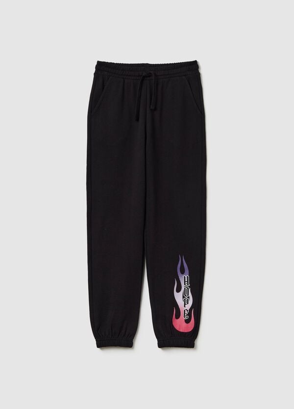 Ovs Joggers Con Coulisse E Stampa Fiamme "Hope"