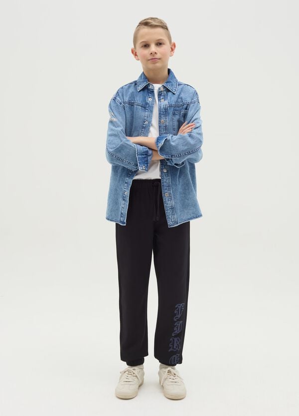 Ovs Joggers con coulisse e stampa "Fire"