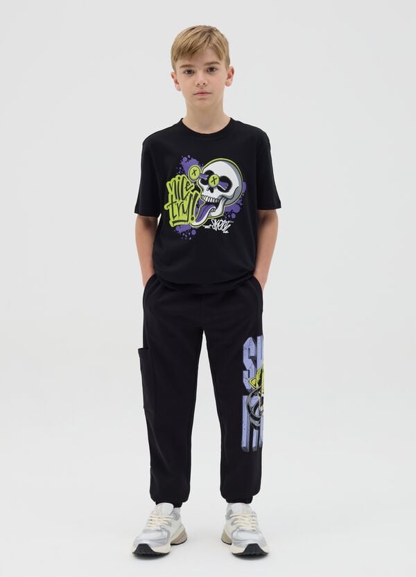 Ovs Joggers in cotone con coulisse e stampa