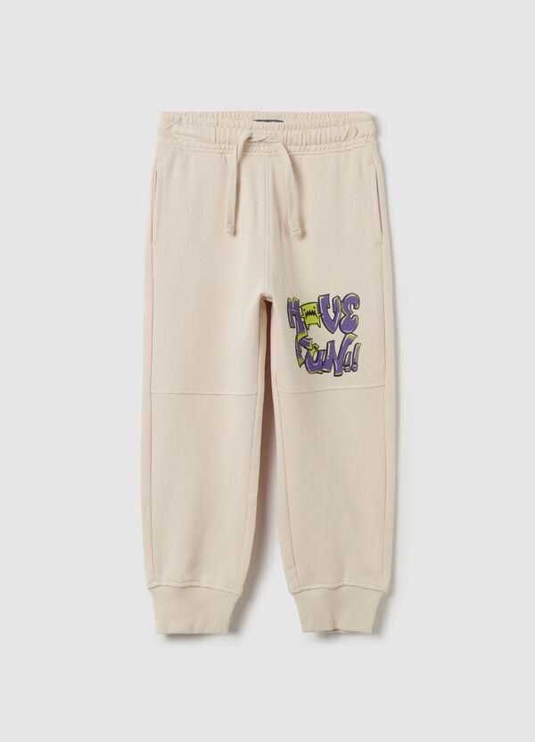 Ovs Joggers in cotone con coulisse e stampa