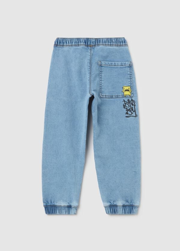 Ovs Joggers In Denim Con Coulisse E Stampa "Skate"