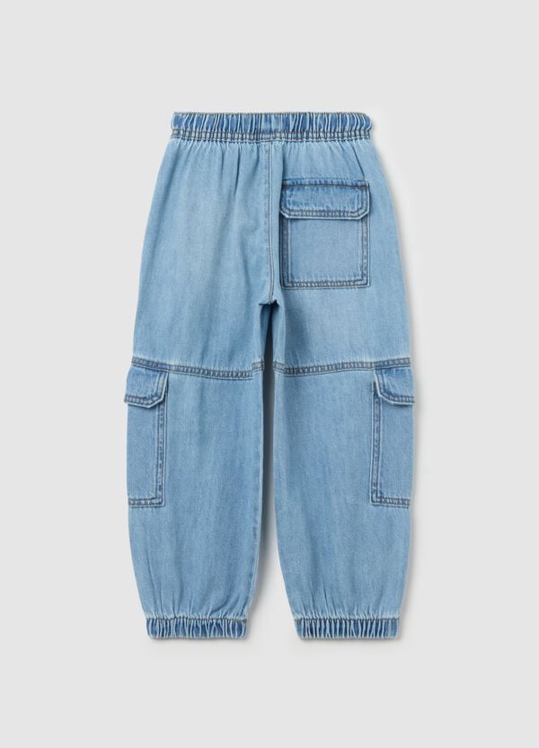 Ovs Joggers Parachute In Denim Con Coulisse