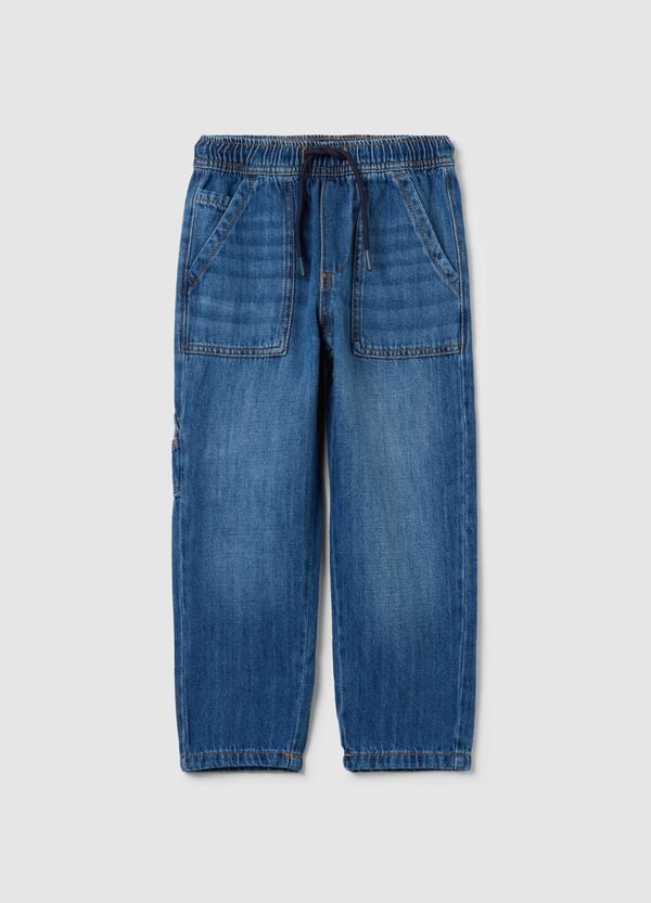 Ovs Joggers parachute in denim con coulisse