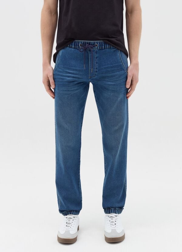 Ovs Joggers Regular Fit In Denim Con Coulisse