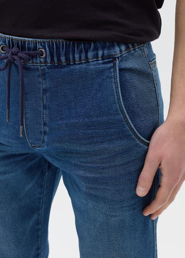 Ovs Joggers Regular Fit In Denim Con Coulisse