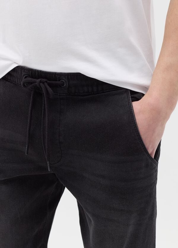 Ovs Joggers Regular Fit In Denim Con Coulisse