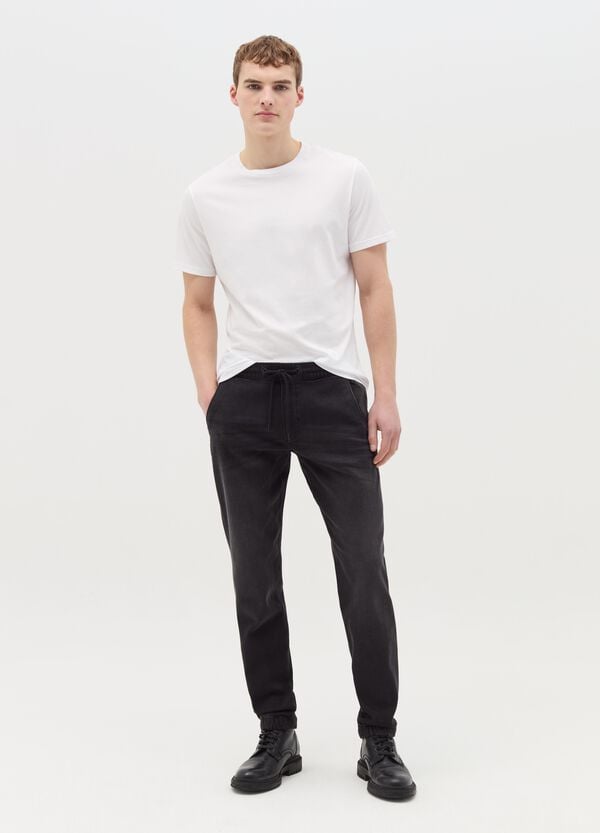 Ovs Joggers regular fit in denim con coulisse