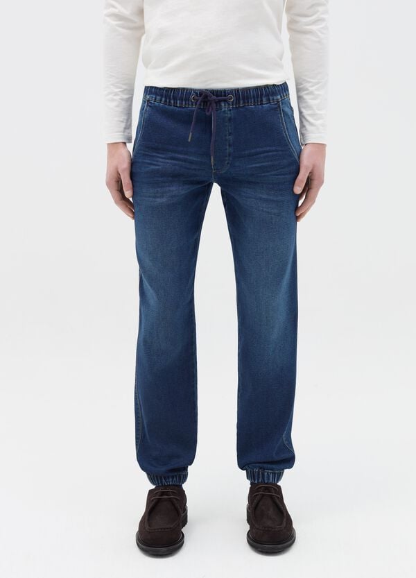 Ovs Joggers Regular Fit In Denim Con Coulisse