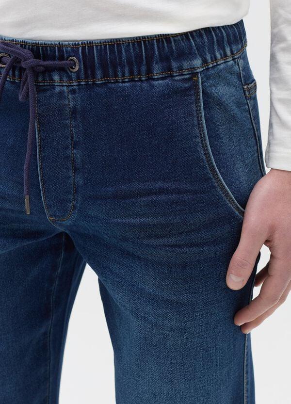 Ovs Joggers Regular Fit In Denim Con Coulisse