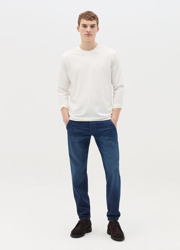 Ovs Joggers regular fit in denim con coulisse