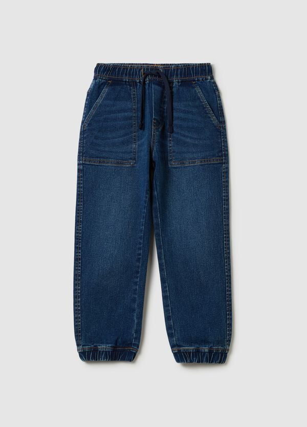 Ovs Joggers relaxed fit in denim con coulisse