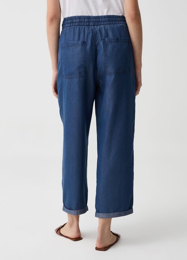 Ovs Joggers Wide Leg Effetto Denim Con Risvolti