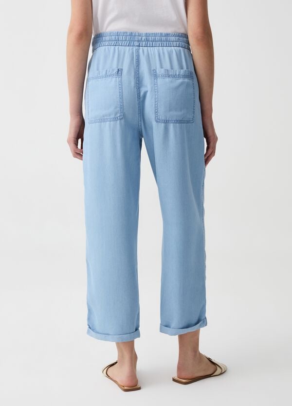 Ovs Joggers Wide Leg Effetto Denim Con Risvolti