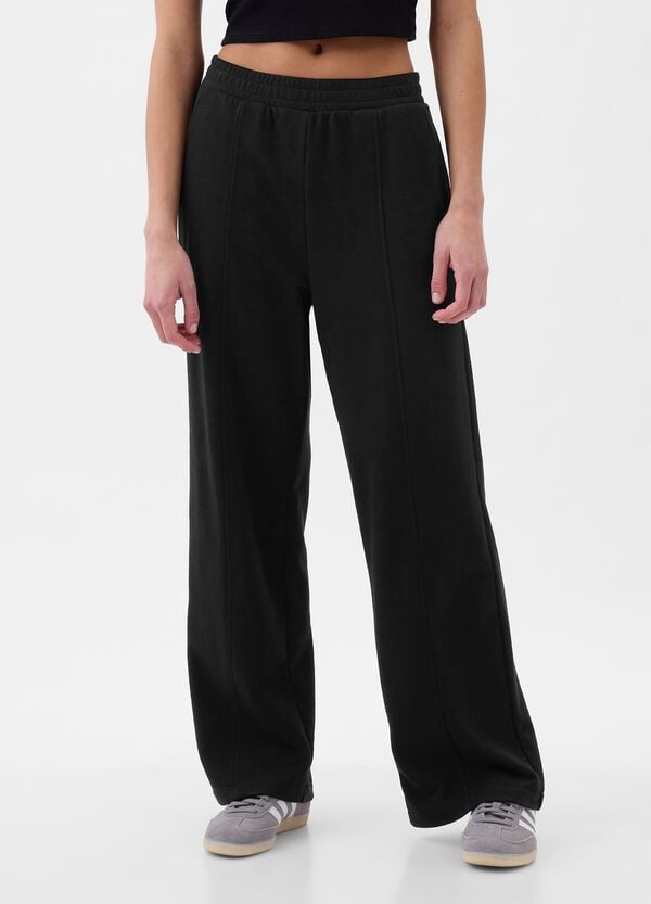 Ovs Joggers wide leg in felpa con ricamo logo