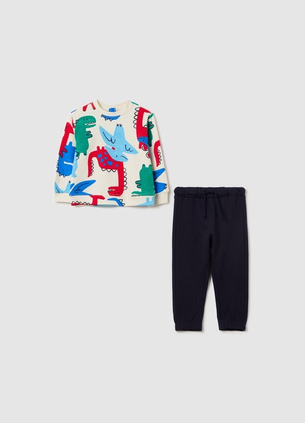 Ovs Jogging set in cotone con stampa dinosauri