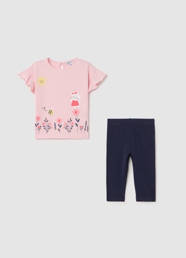 Ovs Jogging set in cotone con stampa gattina
