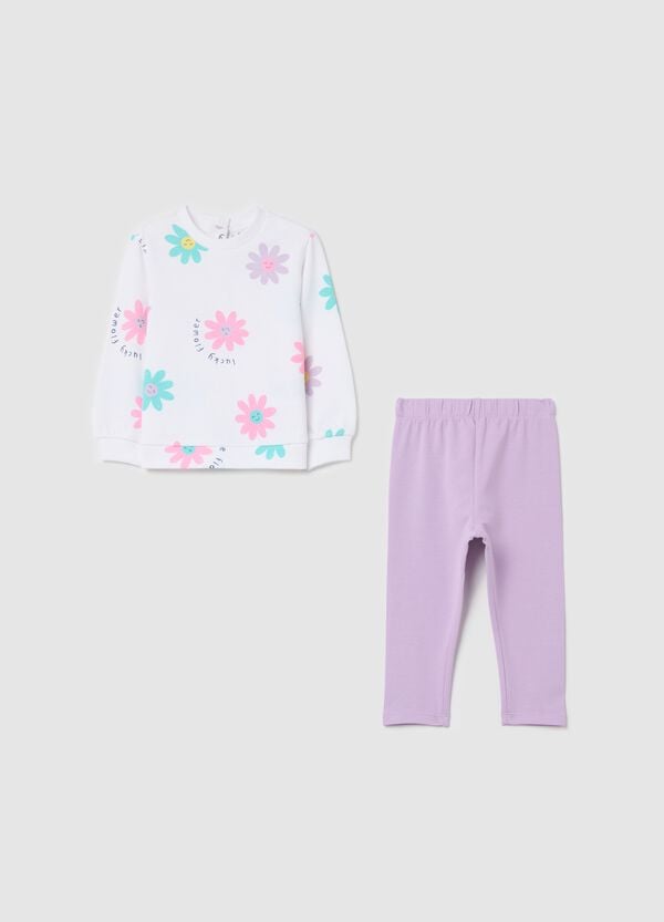 Ovs Jogging set in cotone con stampa "Lucky Flower"