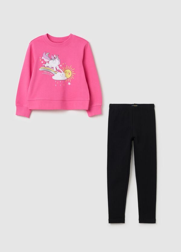 Ovs Jogging set in cotone con stampa unicorno