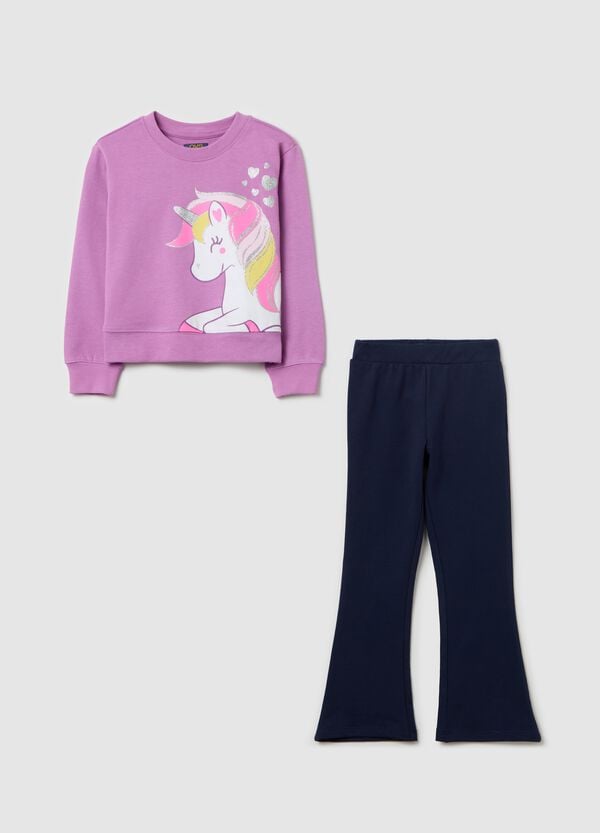 Ovs Jogging set in cotone con stampa unicorno