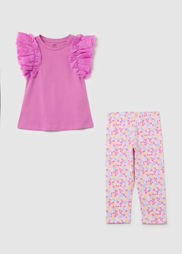Ovs Jogging set in cotone con volant e stampa