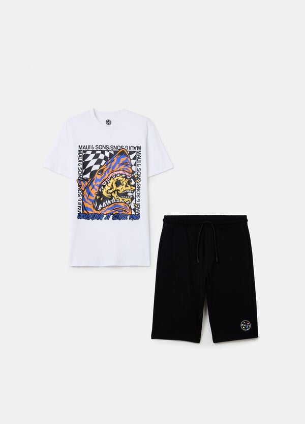 Ovs Jogging set stampa squalo con teschio e logo