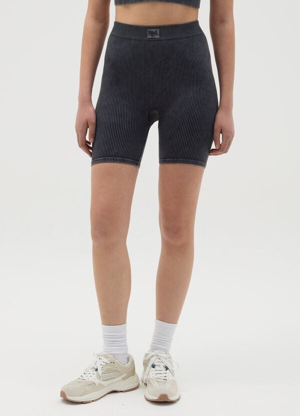 Ovs Leggings Ciclista A Costine Grigio