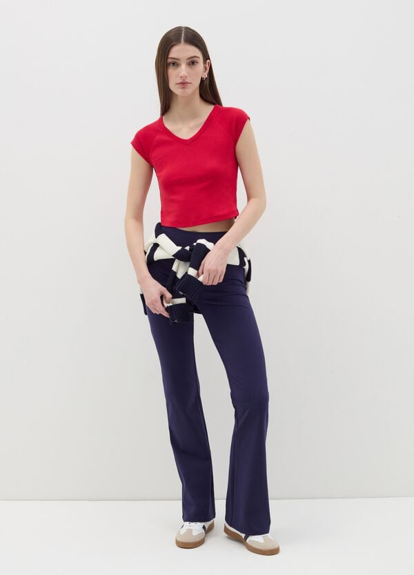 Ovs Leggings Flare Fit In Cotone Stretch