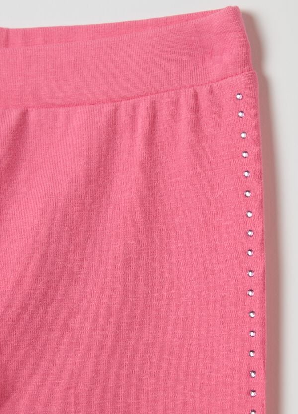 Ovs Leggings In Cotone Stretch Con Strass