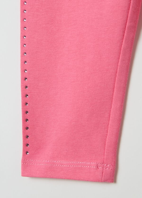 Ovs Leggings In Cotone Stretch Con Strass