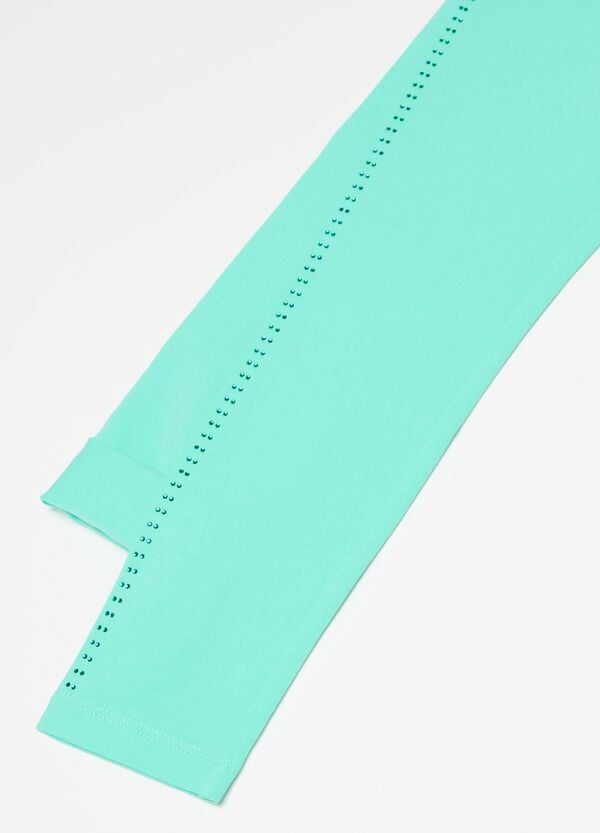 Ovs Leggings In Cotone Stretch Con Strass