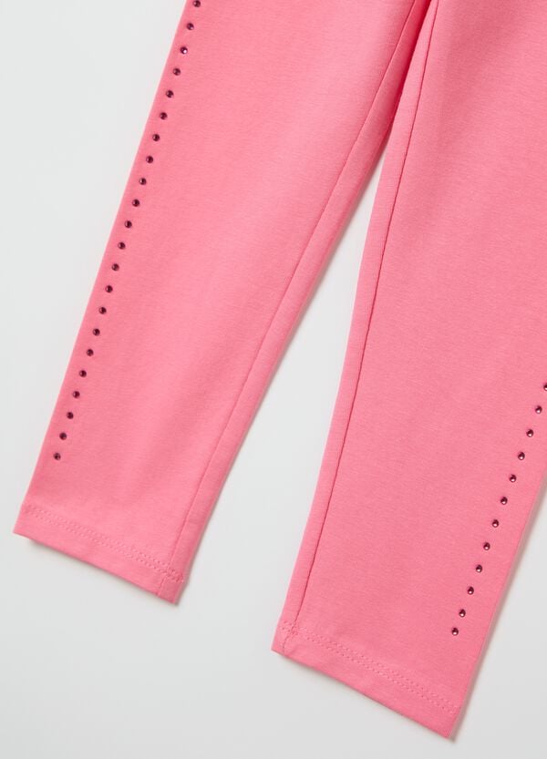 Ovs Leggings In Cotone Stretch Con Strass