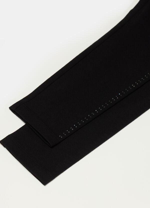 Ovs Leggings In Cotone Stretch Con Strass