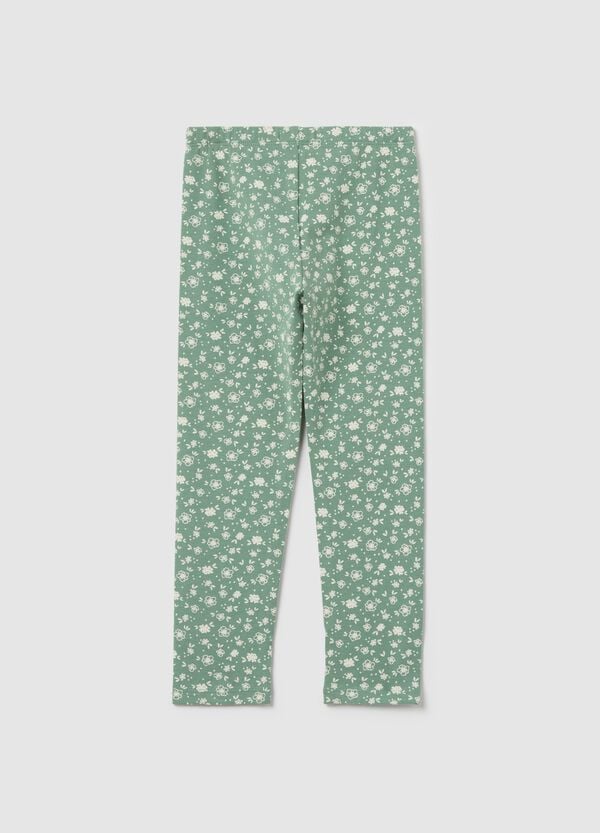 Ovs Leggings In Cotone Stretch Stampa Fiorellini