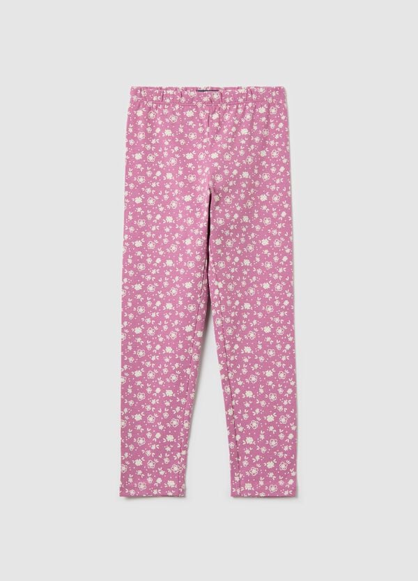 Ovs Leggings in cotone stretch stampa fiorellini