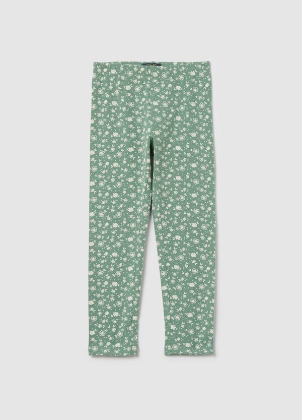 Ovs Leggings in cotone stretch stampa fiorellini