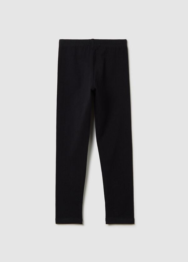 Ovs Leggings Neri In Cotone Stretch Con Strass