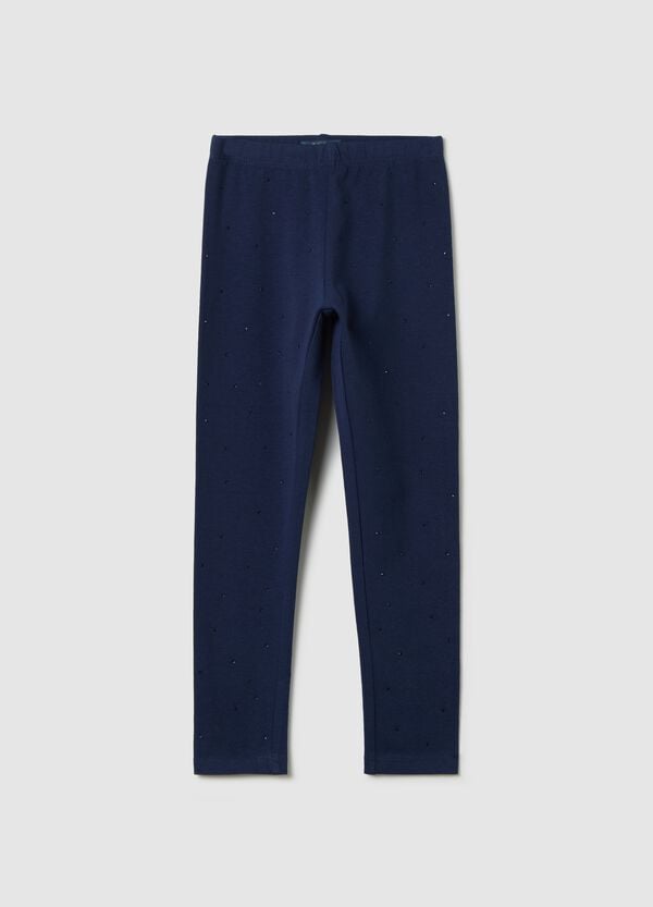 Ovs Leggings neri in cotone stretch con strass