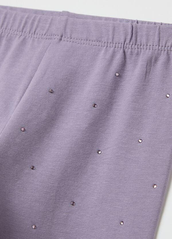 Ovs Leggings Neri In Cotone Stretch Con Strass