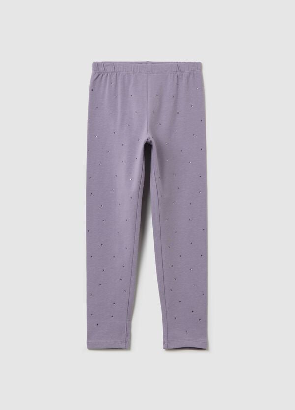 Ovs Leggings neri in cotone stretch con strass