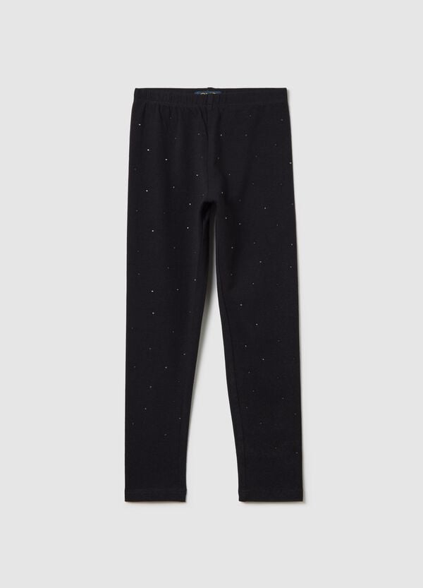 Ovs Leggings neri in cotone stretch con strass