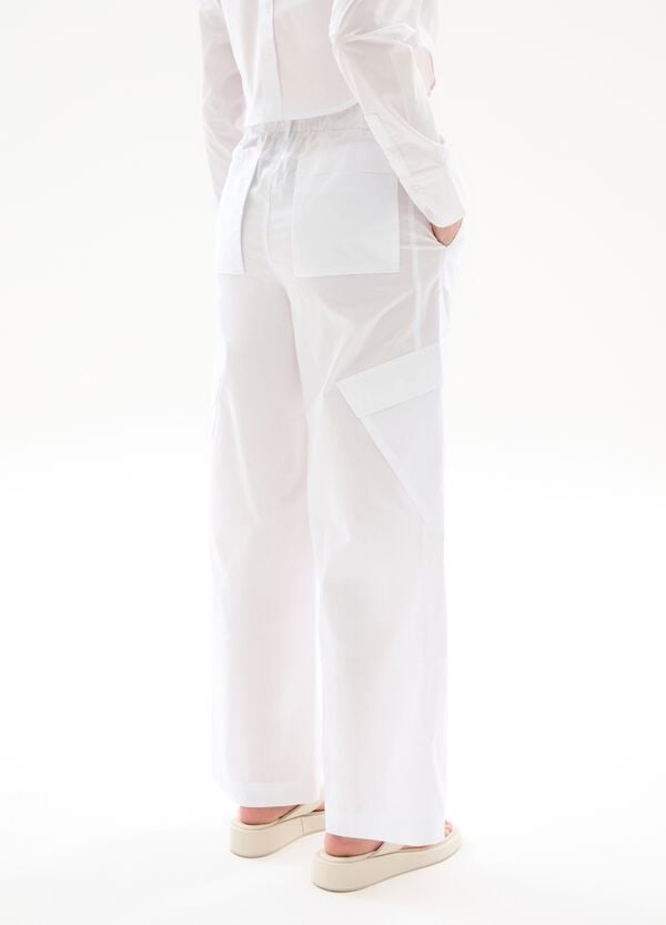 Ovs Light Cargo Wide Leg Pants White