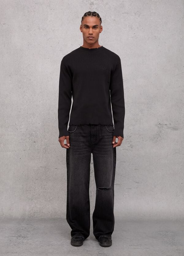 Ovs Light Knit Crewneck Black