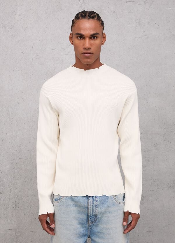 Ovs Light Knit Crewneck Vintage White