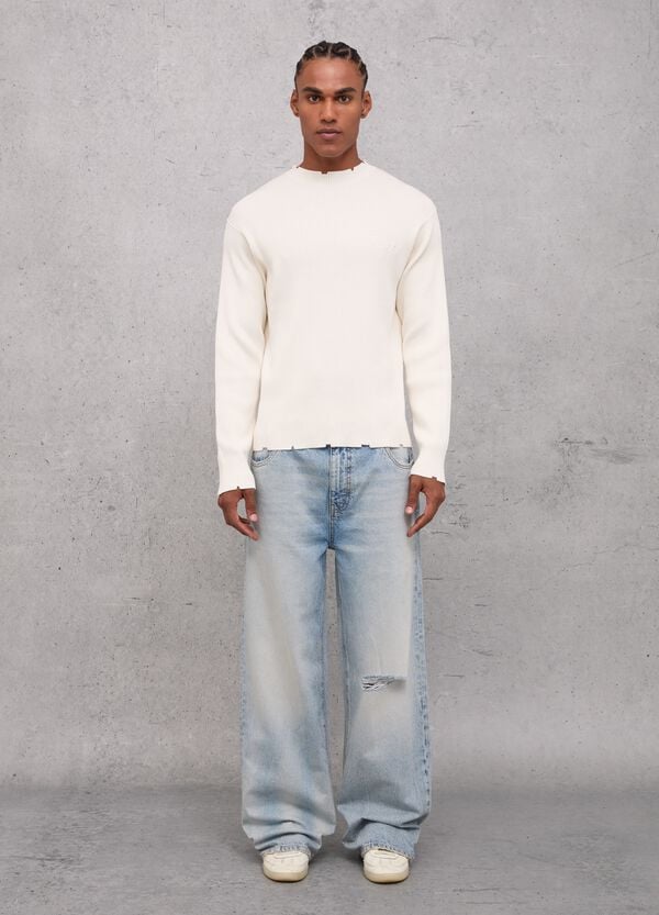 Ovs Light Knit Crewneck Vintage White