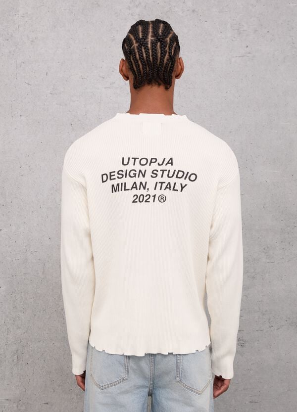 Ovs Light Knit Crewneck Vintage White