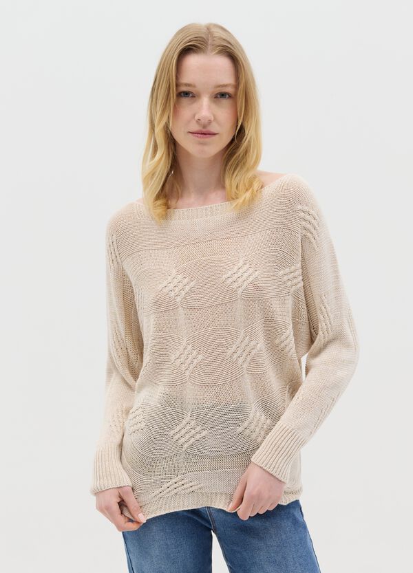 Ovs Maglia A Maniche Lunghe Beige Con Lavorazione