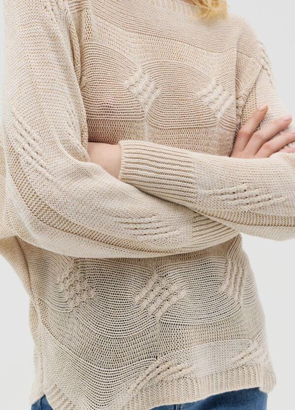 Ovs Maglia A Maniche Lunghe Beige Con Lavorazione