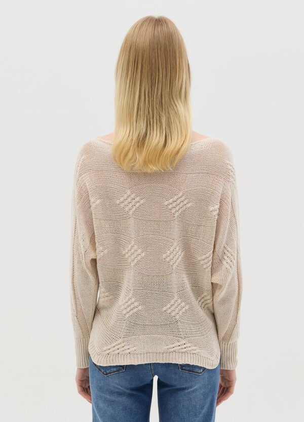 Ovs Maglia A Maniche Lunghe Beige Con Lavorazione